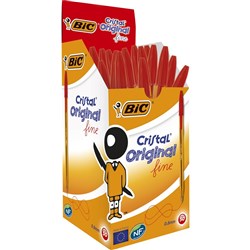 Bic Cristal Ballpoint Pen 0.8mm Fine Red Box of 50