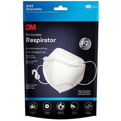 3M 9123 Particulate Respirator Mask Disposable P2 White Pack Of 3
