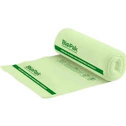 BioPak Compostable Bin Liners 30 Litres Green Roll Of 25