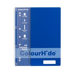 ColourHide Lecture Book A4 7 Hole Punched Side Bound 140 Page Blue