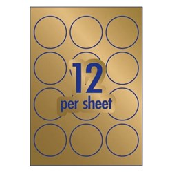 Avery Blank Printable Labels L7217 60mm Round Gold 12UP 60 Labels 5 Sheets