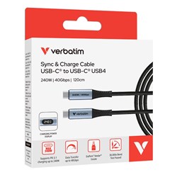 Verbatim USB-C To USB-C Sync And Charge Cable With LED Display 240W 1.2m Black
