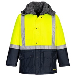 Huski Hi-Vis Contrast Freezer Jacket Small Yellow And Navy