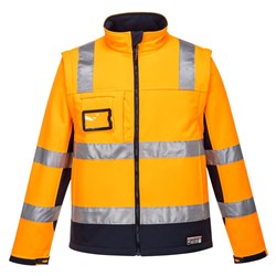 Huski Chassis Hi-Vis 2-in-1 Contrast Softshell Jacket 3 Layer Large Railway Orange