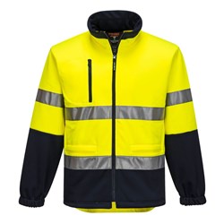 Portwest Hi-Vis Contrast Zip Water Repellent Brush Fleece Jumper Medium Yellow And Navy