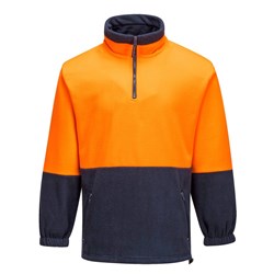 Portwest Hi-Vis Contrast 1/4 Zip Class D Polar Fleece Jumper Medium Orange And Navy