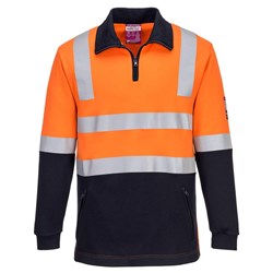 Portwest Modaflame Fire Resistant Day Night Brushed Fleece Jumper L Orange/Navy
