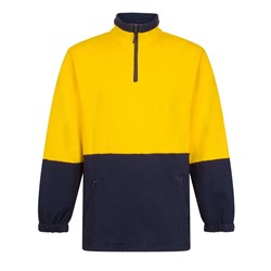 Portwest Hi-Vis Contrast 1/4 Zip Class D Brush Fleece Jumper Medium Yellow And Navy
