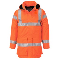 Portwest Bizflame Hi-Vis Flame Resistant Multi Light Rain Jacket 4XL Orange
