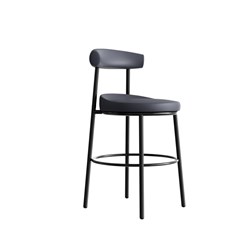Rapidline Nyx Bar Stool 650mmH Black Frame And French Navy PU Leather