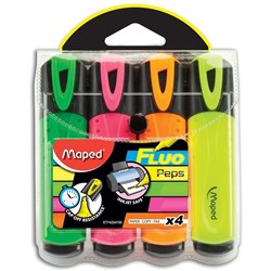 Maped Fluo Peps Highlighters Chisel 1-4mm Assorted Colours Wallet Of 4