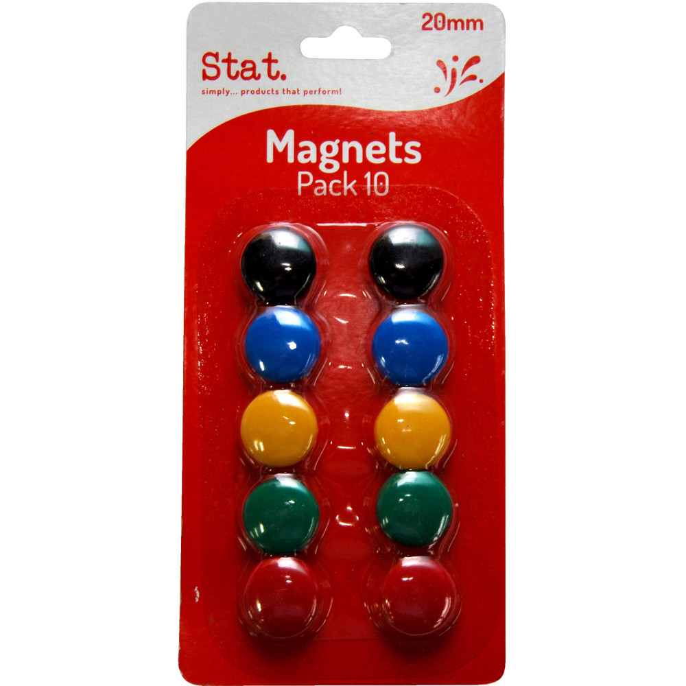 Stat Magnets 20mm Assorted Colours Pack of 10