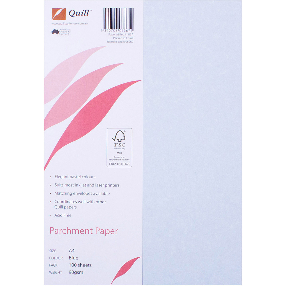 Quill Parchment Paper A4 90gsm Blue Pack of 100