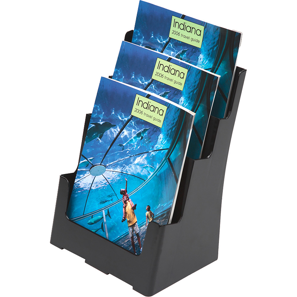 Deflecto Brochure Holder A4 Sustainable Office 3 Tier 60% Recycled Black