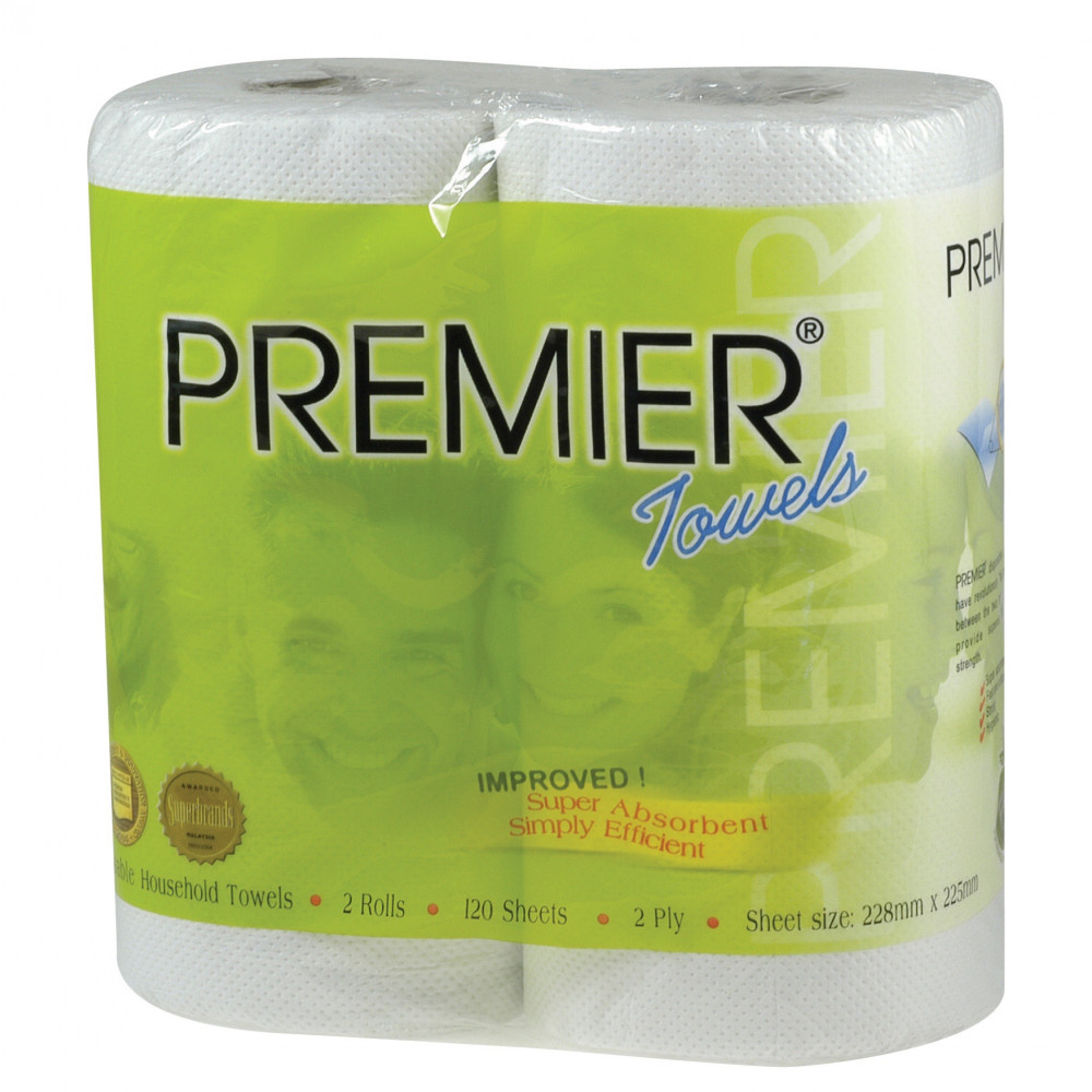 Premier Paper Towels 2 Ply 60 Sheets Pack of 2