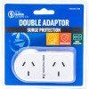 The Brute Power Co. Flat Right Aligned & Surge Protection Double Adaptor White