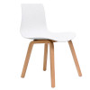 Rapidline Lucid Breakout Room Chair Light Oak Timber Leg White Patterned Poly Shell
