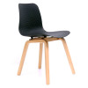 Rapidline Lucid Breakout Room Chair Light Oak Timber Leg Black Patterned Poly Shell