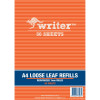 Writer Binder Refills A4 7mm Ruled Reinforced Pack of 50