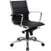 Cogra Executive Medium Back  Meeting Chair Chrome Frame And Arms Black Leather