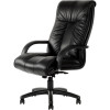 Statesman Executive High Back  Chair With Padded Arms Black PU Back And Leather Seat