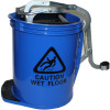 Cleanlink Heavy Duty Plastic Mop Bucket Metal Wringer 16 Litres Blue