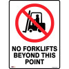 Zions Prohibition Sign No Forklifts Beyond This Point 450x600mm Polypropylene