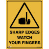 Zions Warning Sign Sharp Edges Watch Fingers 450x600mm Metal