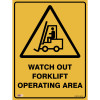 Zions Warning Sign Watch Out Forklift 450x600mm Polypropylene