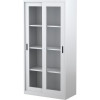 Steelco Sliding Glass Door Cupboard 3 Shelves 914W x 465D x 1830mmH White Satin