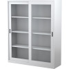 Steelco Sliding Glass Door Cupboard 3 Shelves 1500W x 465D x 1830mmH White Satin