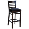 Florence Indoor Barstool Solid Timber Chocolate Frame Black Padded Vinyl Seat