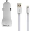 Moki Lightning To USB Cable + Car Charger White