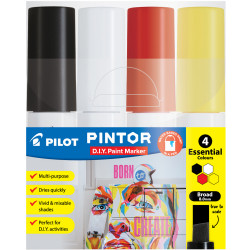 Pilot Pintor Paint Marker Broad 8.0mm Essential Colours Wallet of 4