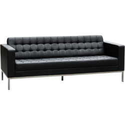 Como Lounge 3 Seater 2000W x 770D x 750mmH Black Leather