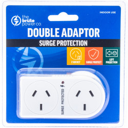 The Brute Power Co. Flat Left & Surge Protection Double Adaptor