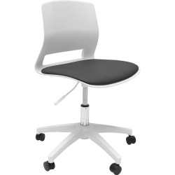 Rapidline Viva Office Chair Height Adjustable with Castors White Poly Shell Black PU Seat