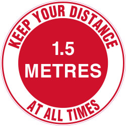 Brady Floor Marker Keep Your Distance 1.5m Red/White D300mm
