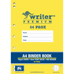 Writer Premium Binder Book A4 8mm Ruled 64 Pages Piano