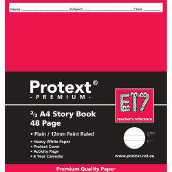 Protext Premium Story Book E17 190x210mm 12mm  Plain and Ruled 48 Pages