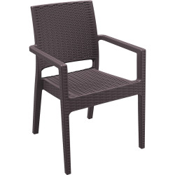 Ibiza Hospitality Dining Chair With Arms Indoor Outdoor Use Polypropylene Chocolate