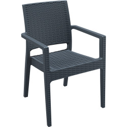Ibiza Hospitality Dining Chair With Arms Indoor Outdoor Use Polypropylene Anthracite