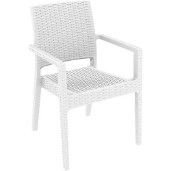 Ibiza Hospitality Dining Chair With Arms Indoor Outdoor Use Polypropylene White