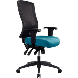 Buro Tidal High Back Office Chair With Arms Teal Fabric Seat And Black Mesh Back