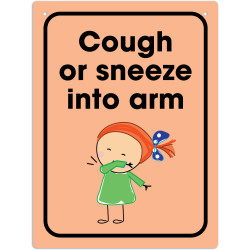 Durus School Sign Cough Sneeze in Arm 225x300mm  Wall Mounted Orange