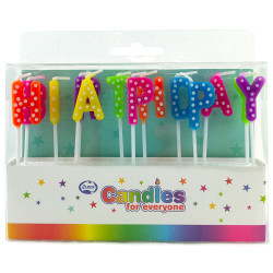 Alpen Candle Happy Birthday Bright Polka dots Assorted Colours