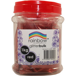 Rainbow Glitter Bulk 1Kg Jar Red
