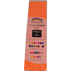 Rainbow Fluro Crepe Paper 500mmx2.5m Orange