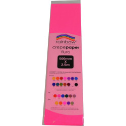 Rainbow Fluro Crepe Paper 500mmx2.5m Pink