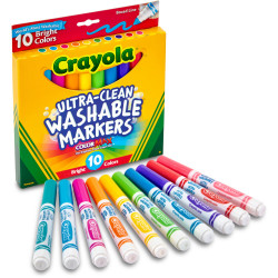 Crayola Ultra Clean Washable Broadline Marker Bright Assorted Pack of 10